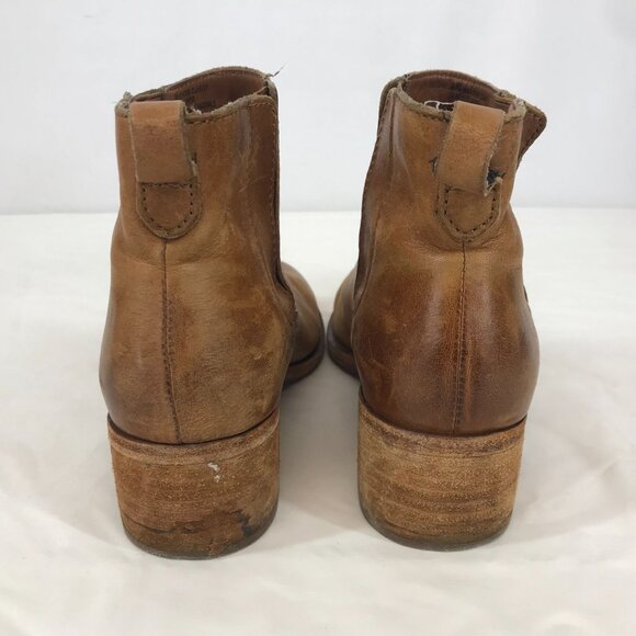KORK EASE ~ WOMENS 8 M ~ TAN LEATHER SLIP ON BOOT BOOTIES WITH HEEL - Picture 5 of 8
